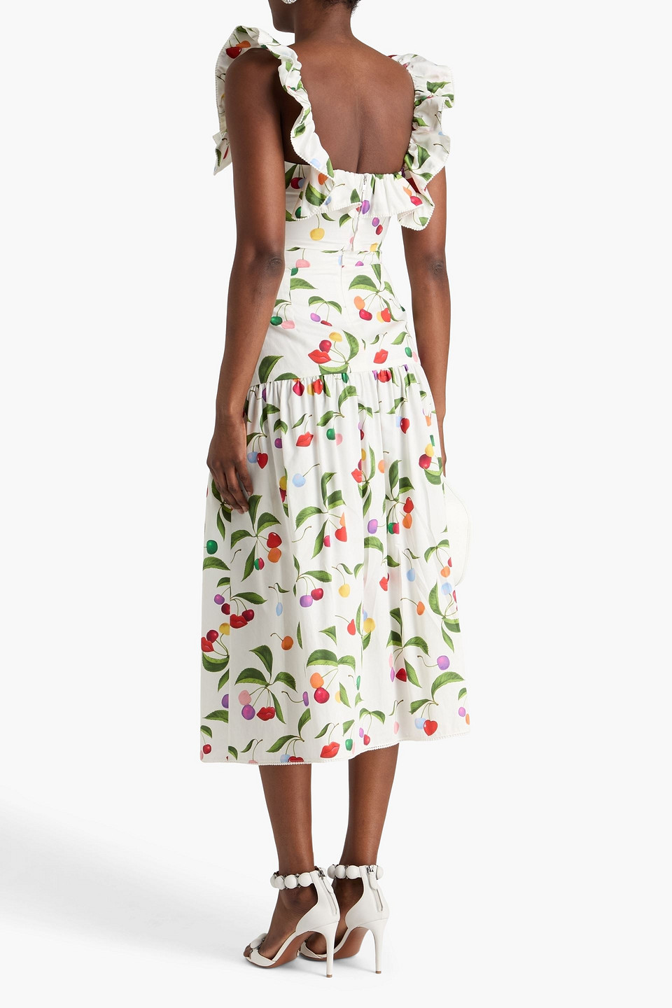  Borgo De Nor - Cropped Oberteil „callie“ Aus Piqué Aus Einer Baumwollmischung Mit Floralem Print - Weiß - Uk 6 