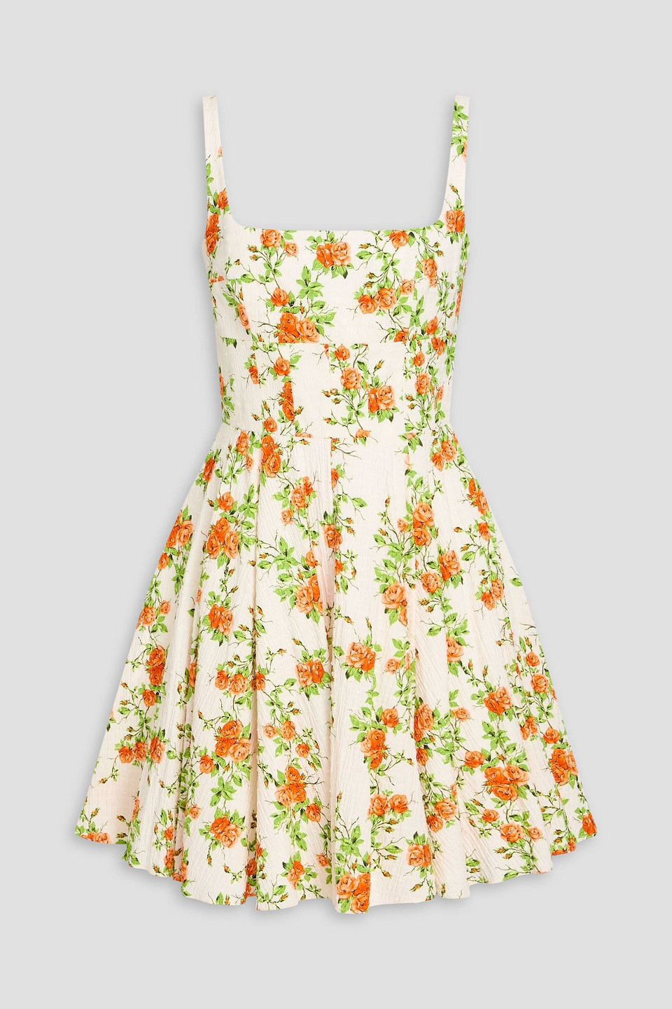 Emilia Wickstead Mona Floral-print Swiss-dot Cotton-blend Crepon Mini Dress In Multi