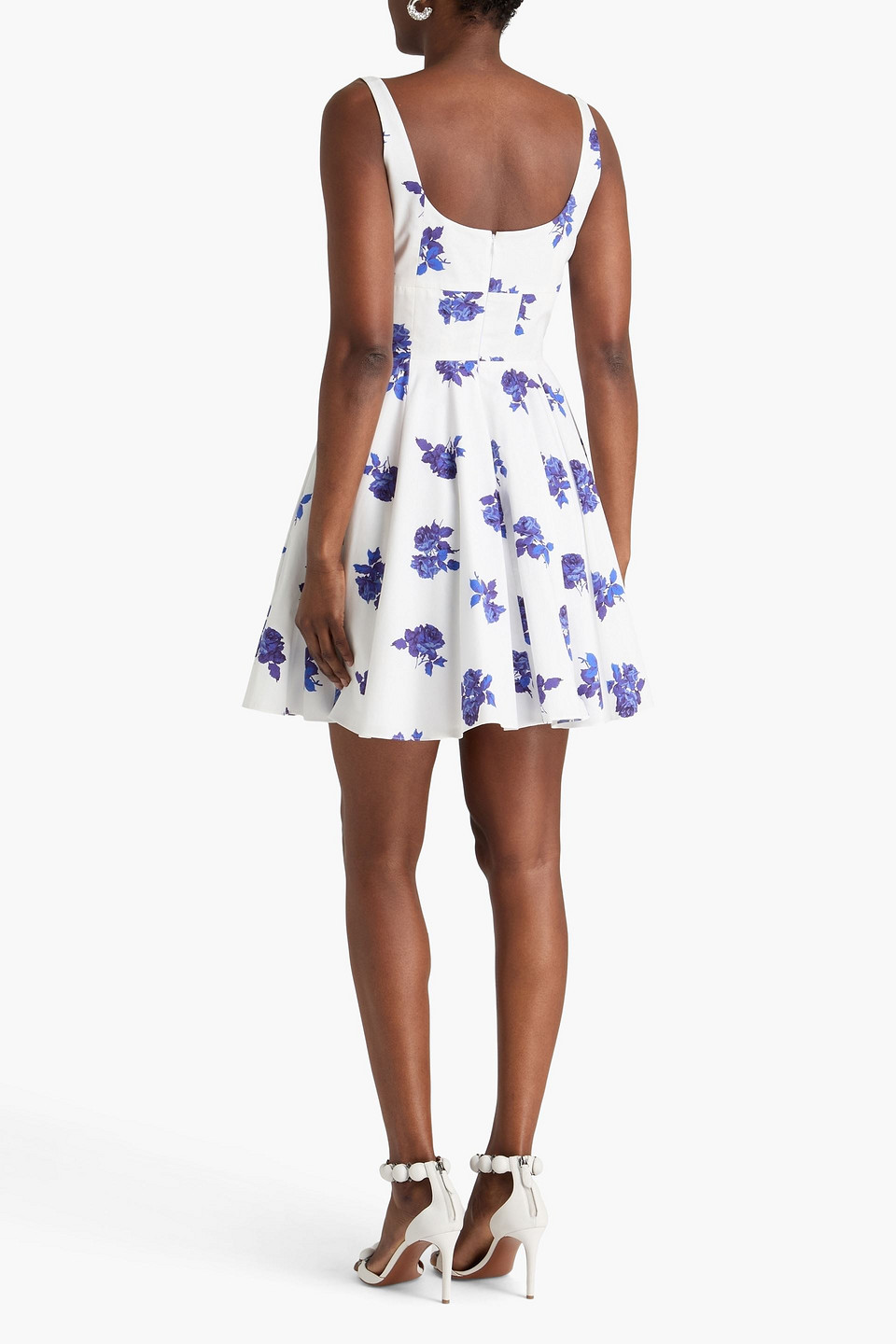  Emilia Wickstead - Minikleid „mona“ Aus Einer Baumwollmischung Mit Eingewebten Punkten Und Floralem Print - Weiß - Uk 8 