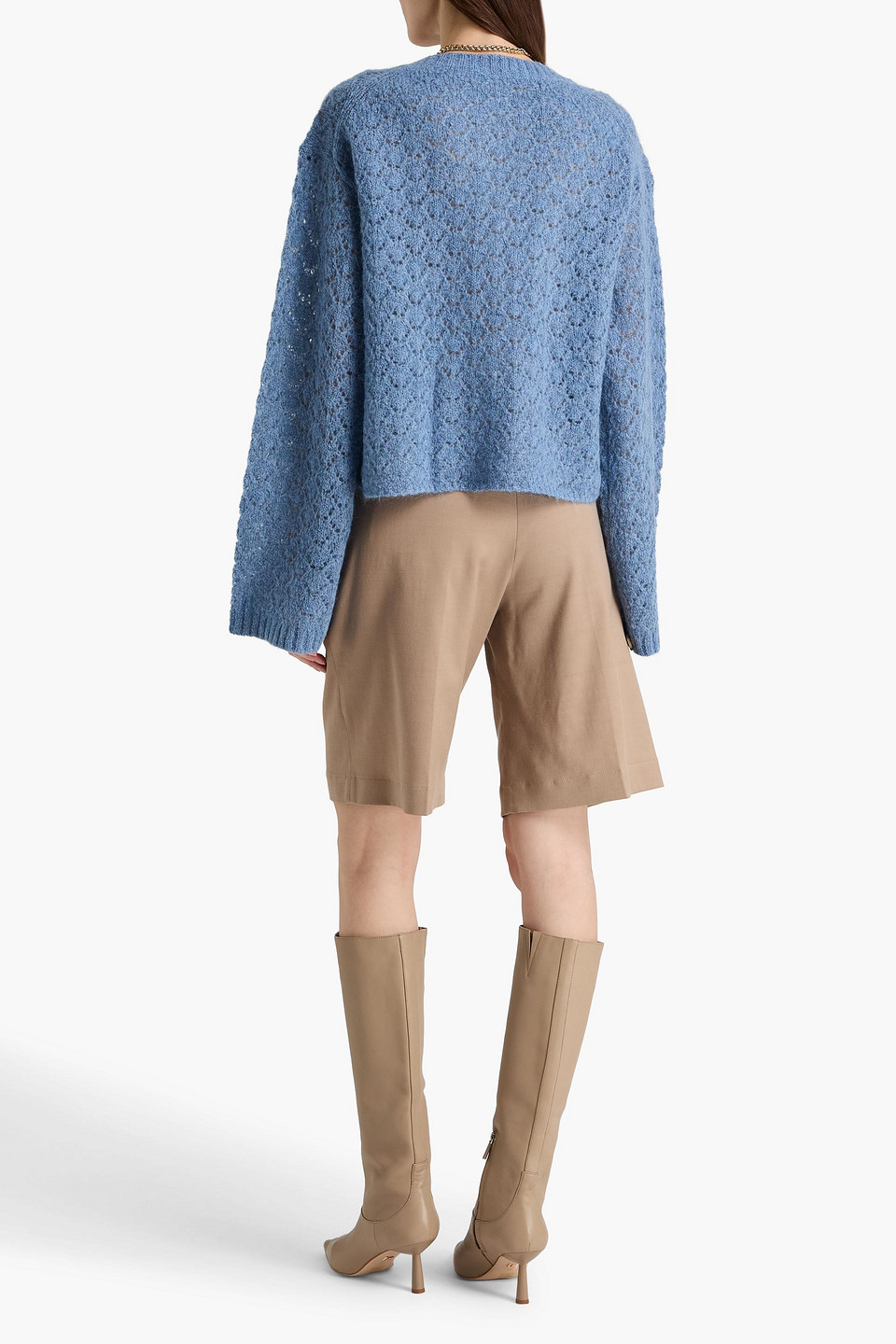  By Malene Birger - Cardigan „cierrou“ Aus Gebürstetem Pointelle-strick - Blau - Xxs 