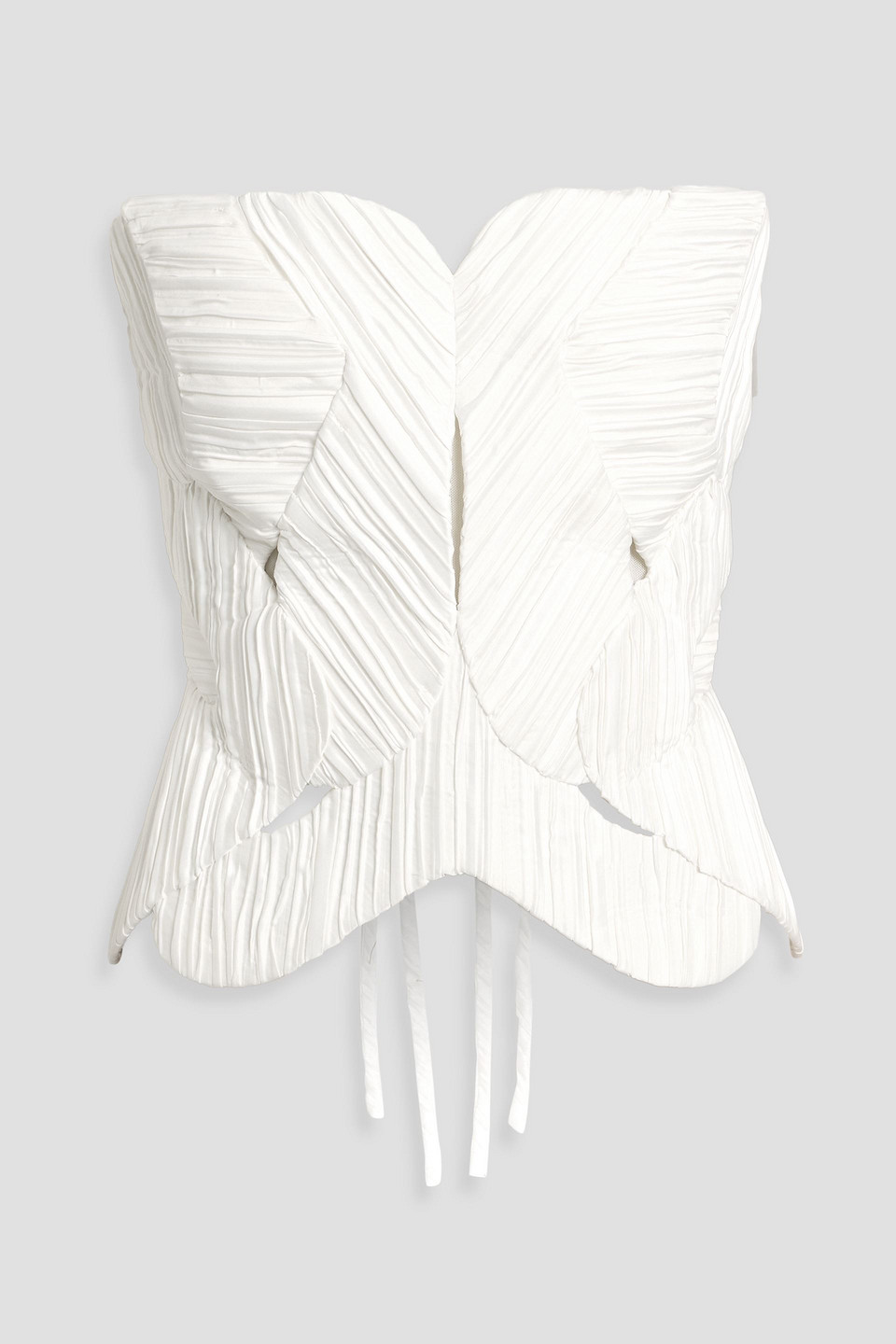 cult gaia - gami strapless plissé-woven bustier top - white - xs