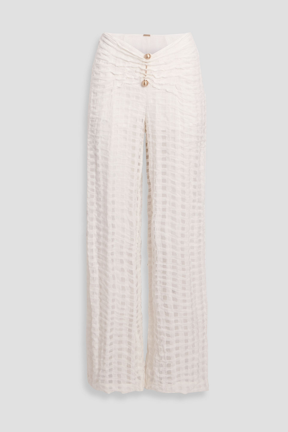 Cult Gaia Celyse Embellished Jacquard Straight-leg Pants In White