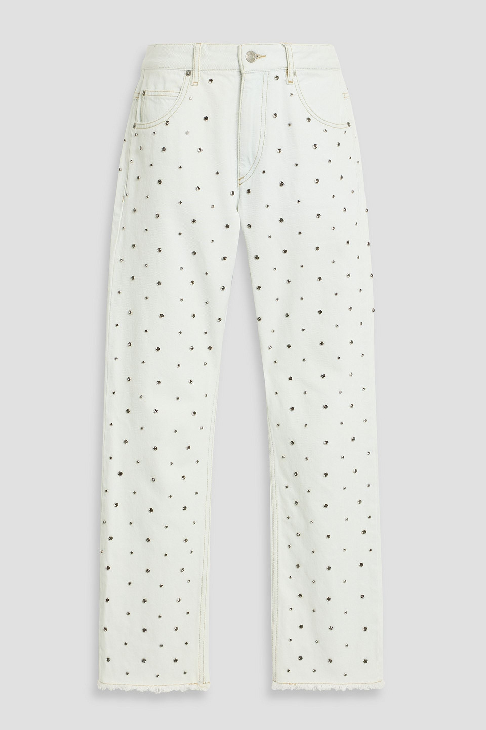 Isabel Marant Ulano Crystal-embellished Mid-rise Straight-leg Jeans In Neutral