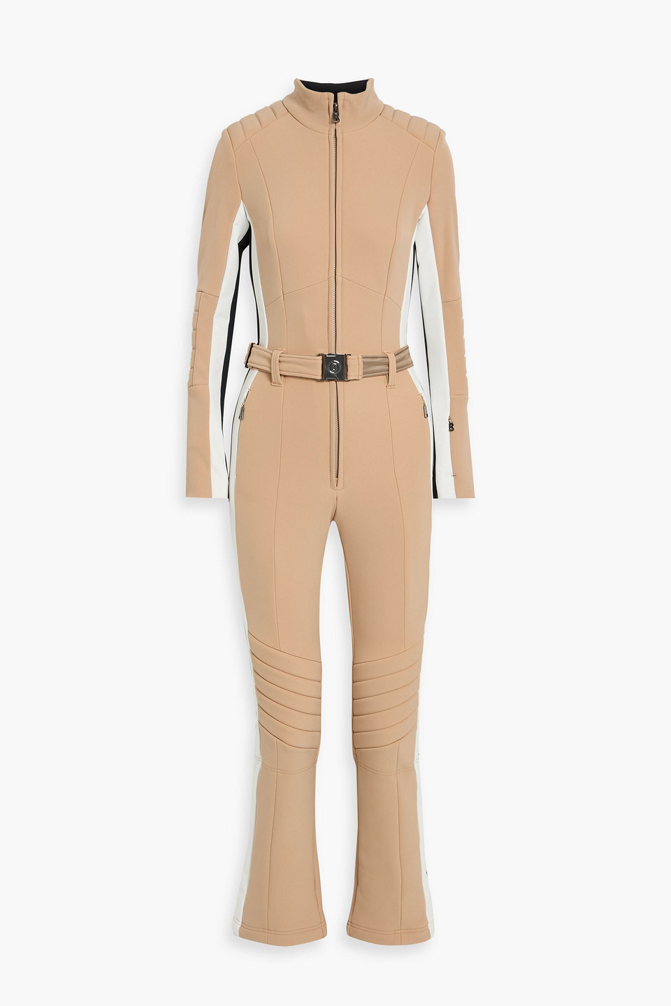 Bogner Talisha Belted Striped Stretch-shell Ski Suit In Brown