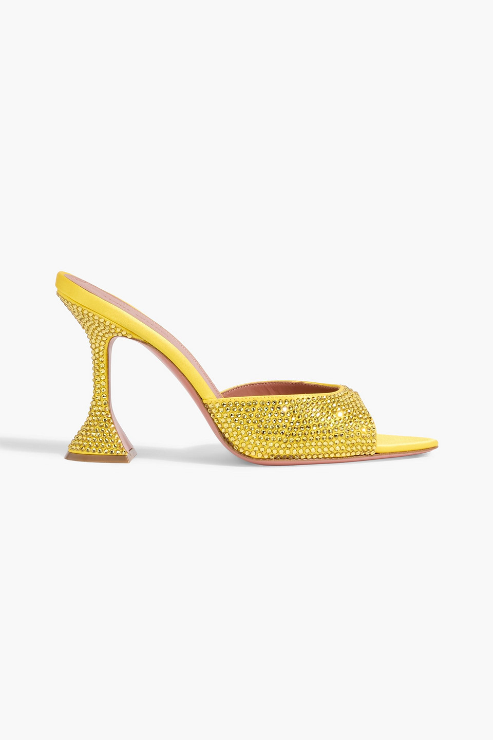 amina muaddi - caroline crystal-embellished satin mules - yellow - eu 35