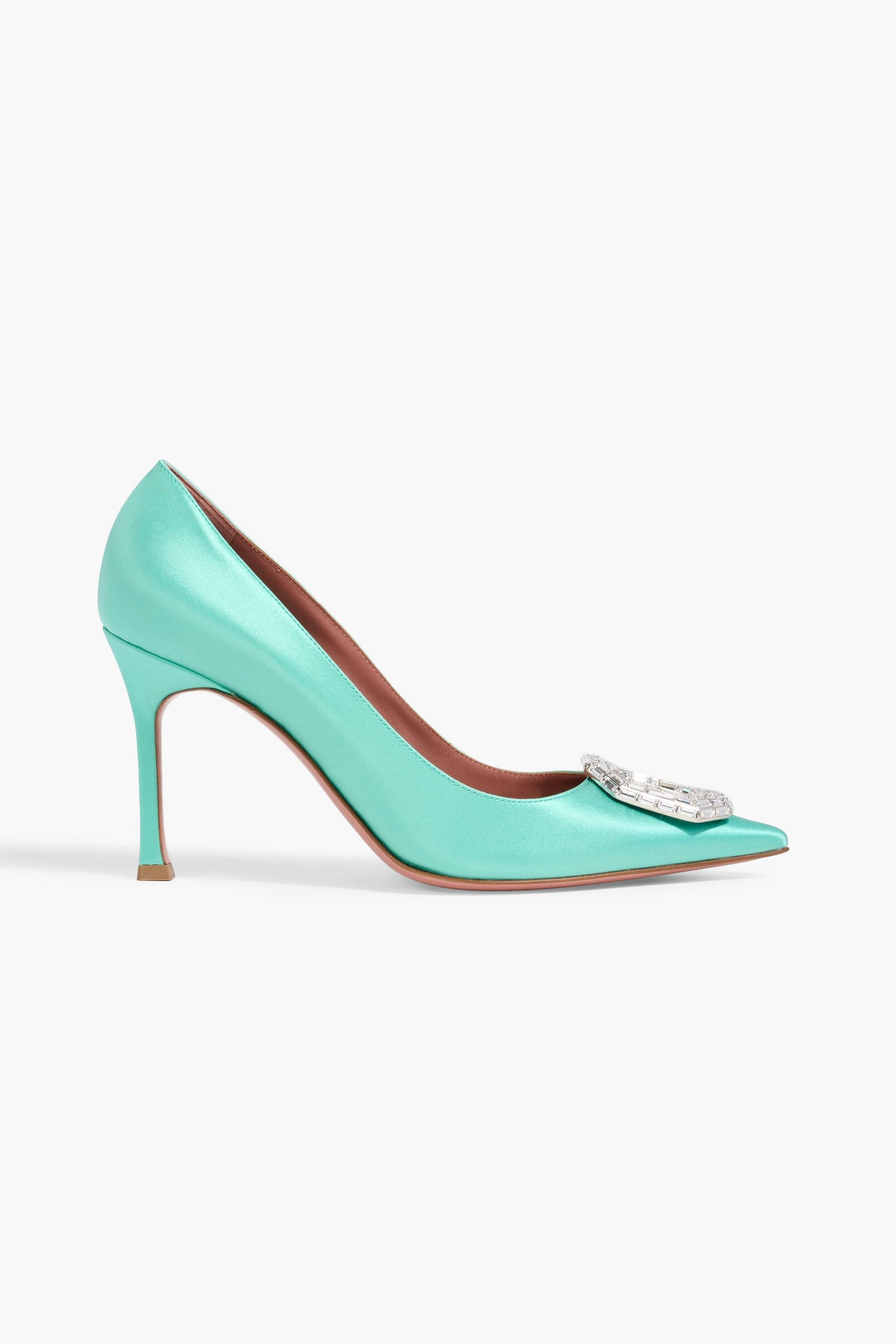 AMINA MUADDI Camelia 90 crystal-embellished satin pumps