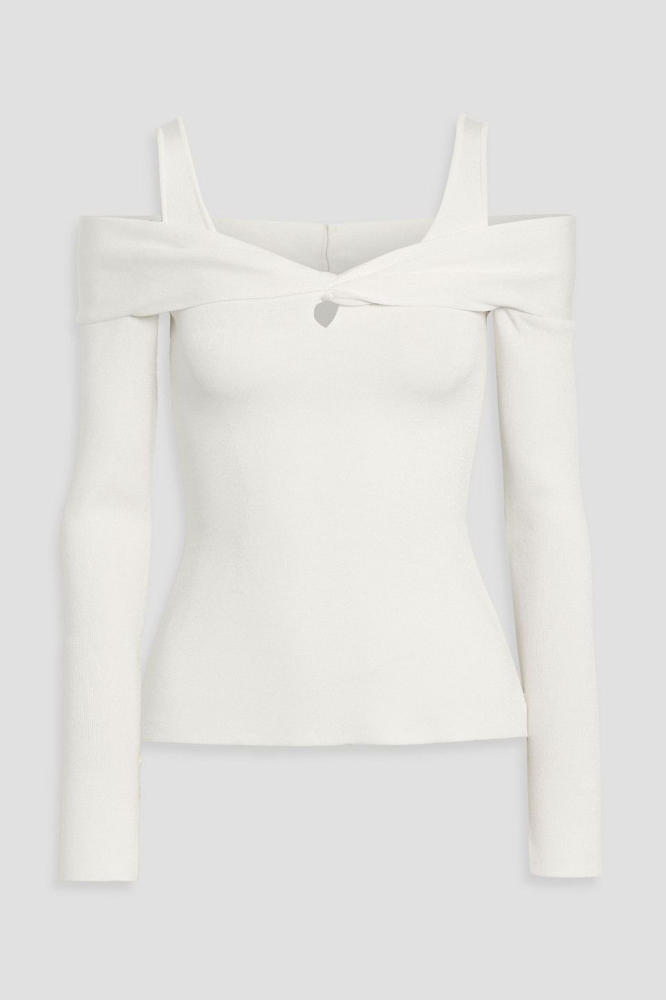 Safiyaa Klaudia Cold-shoulder Stretch-knit Top In White