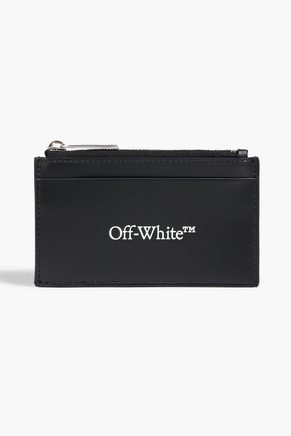 Off-white Printed Leather Cardholder In Black