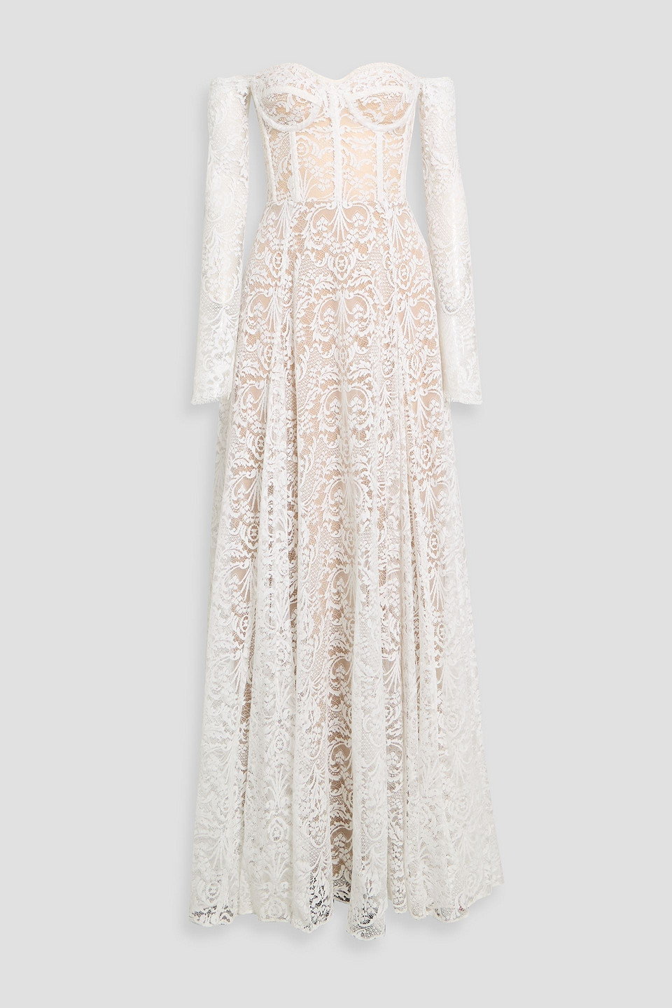 Zuhair Murad Off-the-shoulder Cotton-blend Lace Gown In White