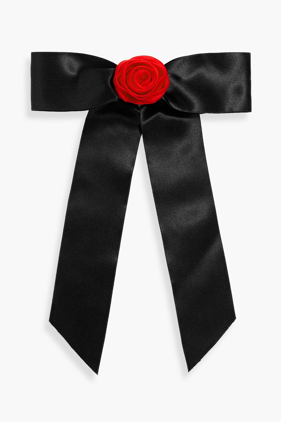 jennifer behr - rosette floral-appliquéd silk bow hair clip - black - onesize