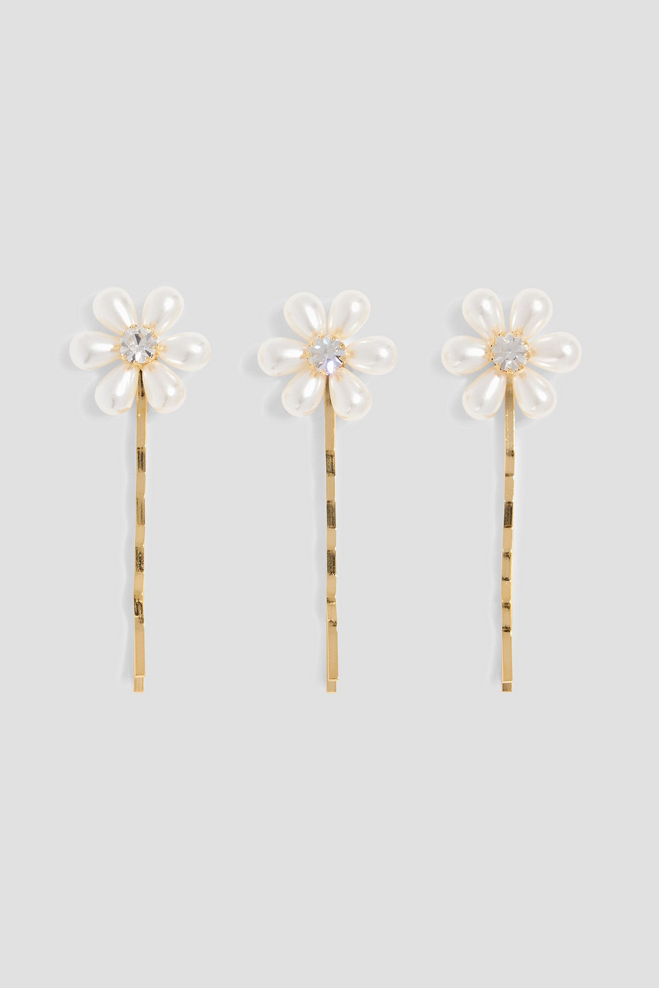 Jennifer Behr Laena Set Of Three Gold-tone, Faux Pearl And Crystal Hair Slides In White
