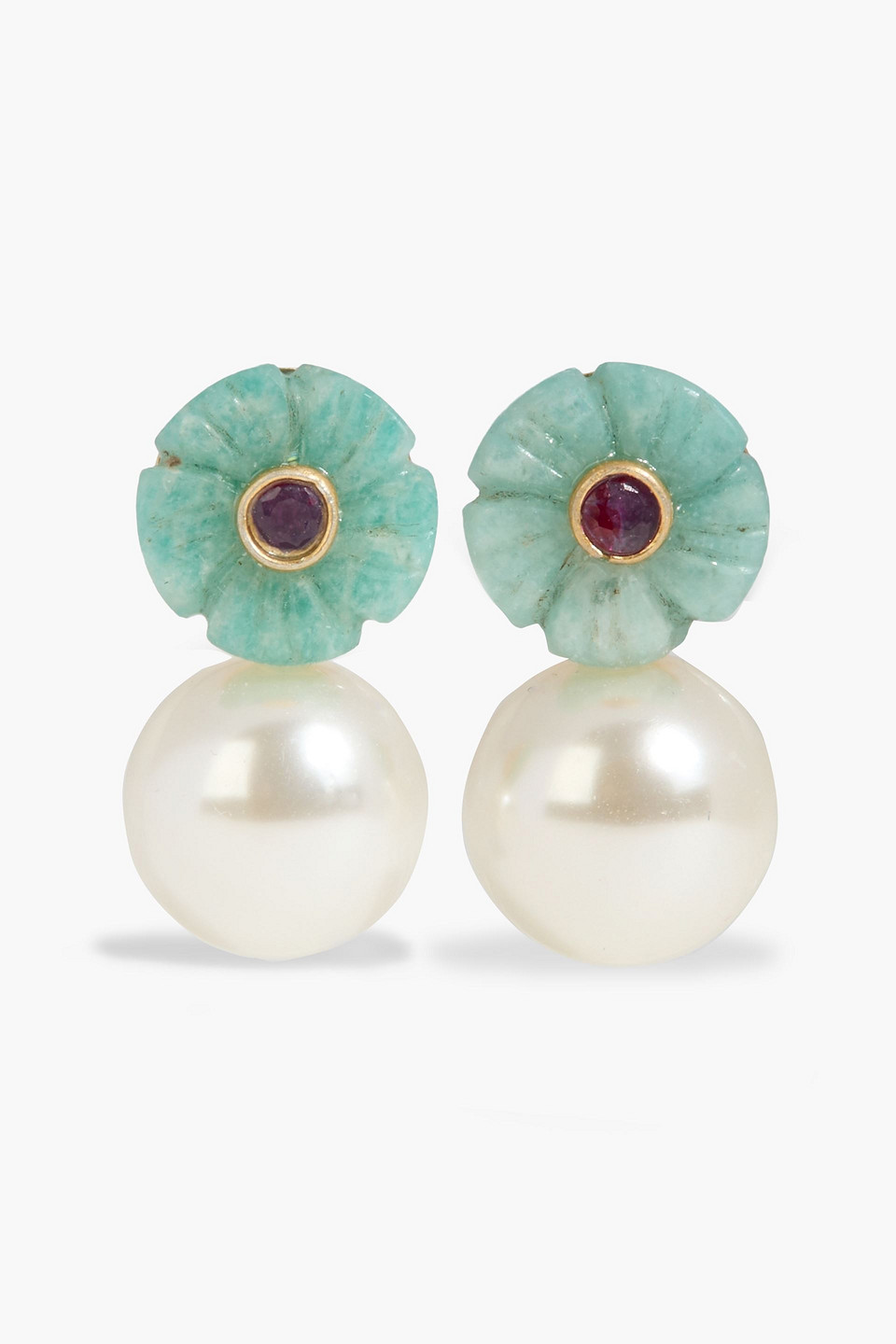 Jennifer Behr Libby Gold-tone, Amazonite And Faux Pearl Earrings In Blue