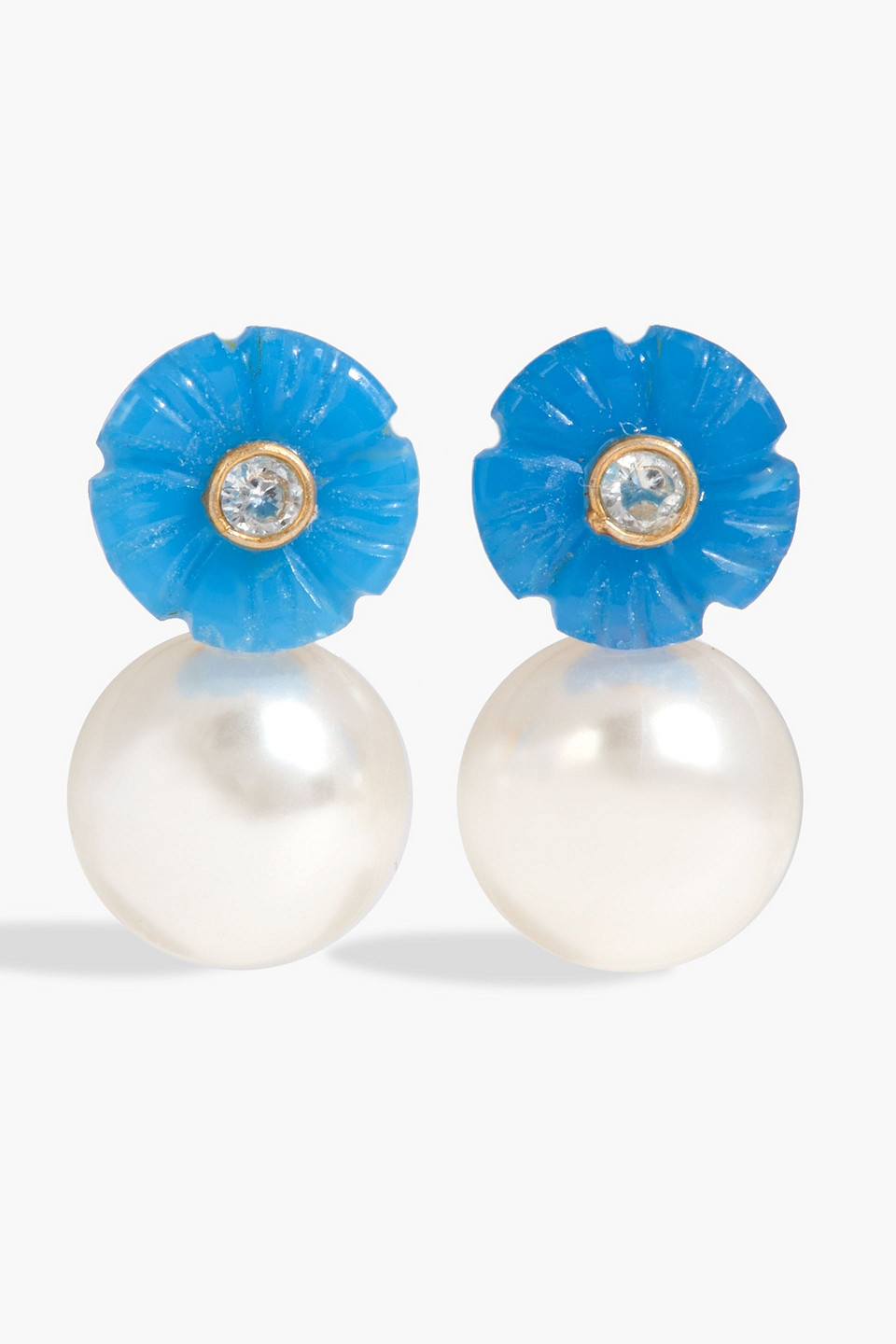 Jennifer Behr Libby Gold-tone, Blue Chalcedony And Faux Pearl Earrings