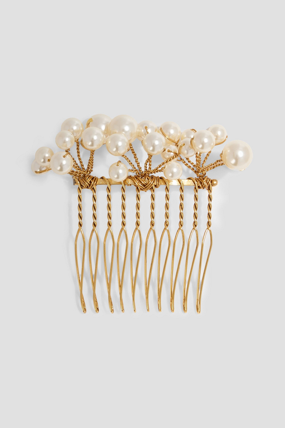jennifer behr - adelaide gold-tone faux pearl hair comb - metallic - onesize