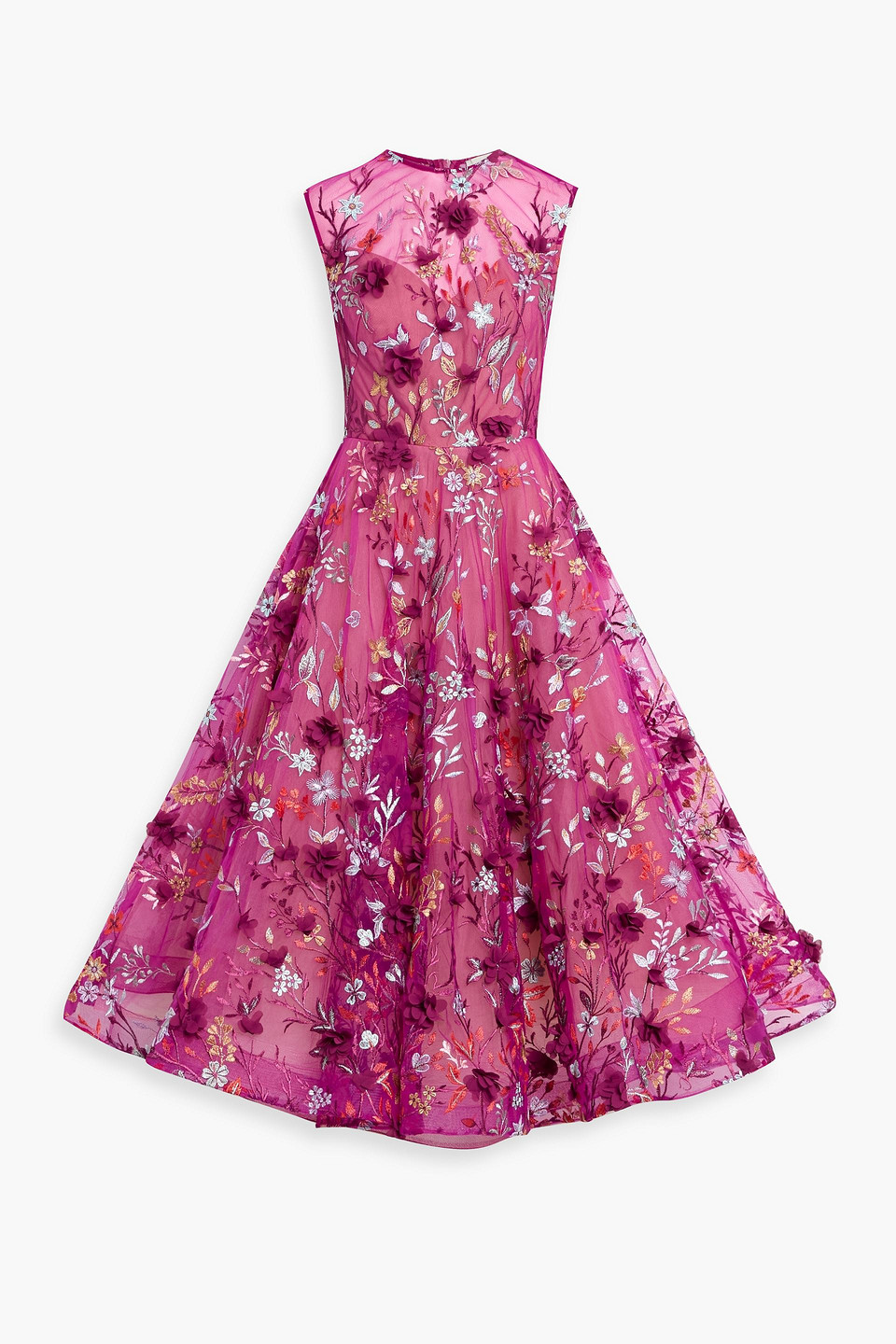 bronx and banco - saba embroidered tulle midi dress - burgundy - uk 6