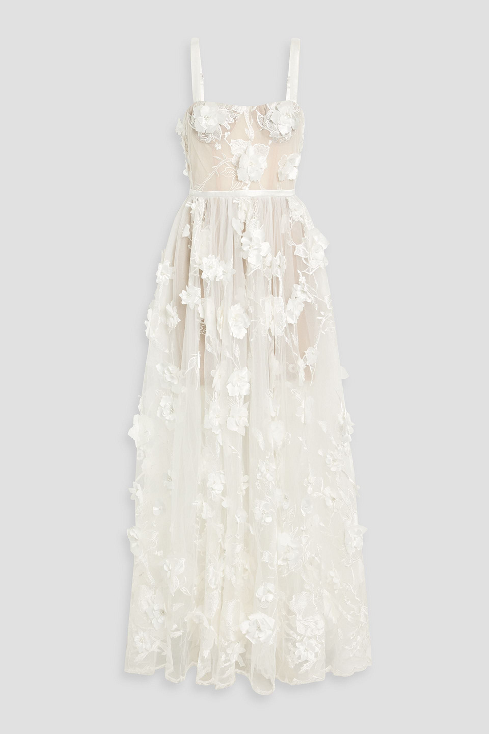 bronx and banco - anastasia embroidered tulle maxi dress - white - uk 6