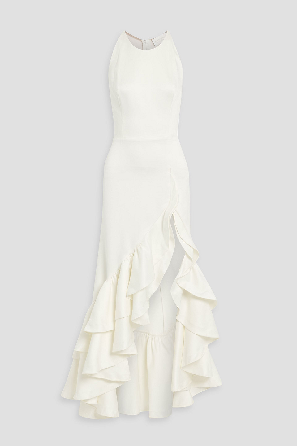 bronx and banco - paros ruffled satin-crepe gown - white - uk 8