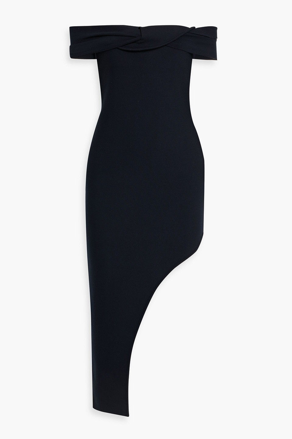 Safiyaa Nouvia Asymmetric Off-the-shoulder Jersey Midi Dress In Blue
