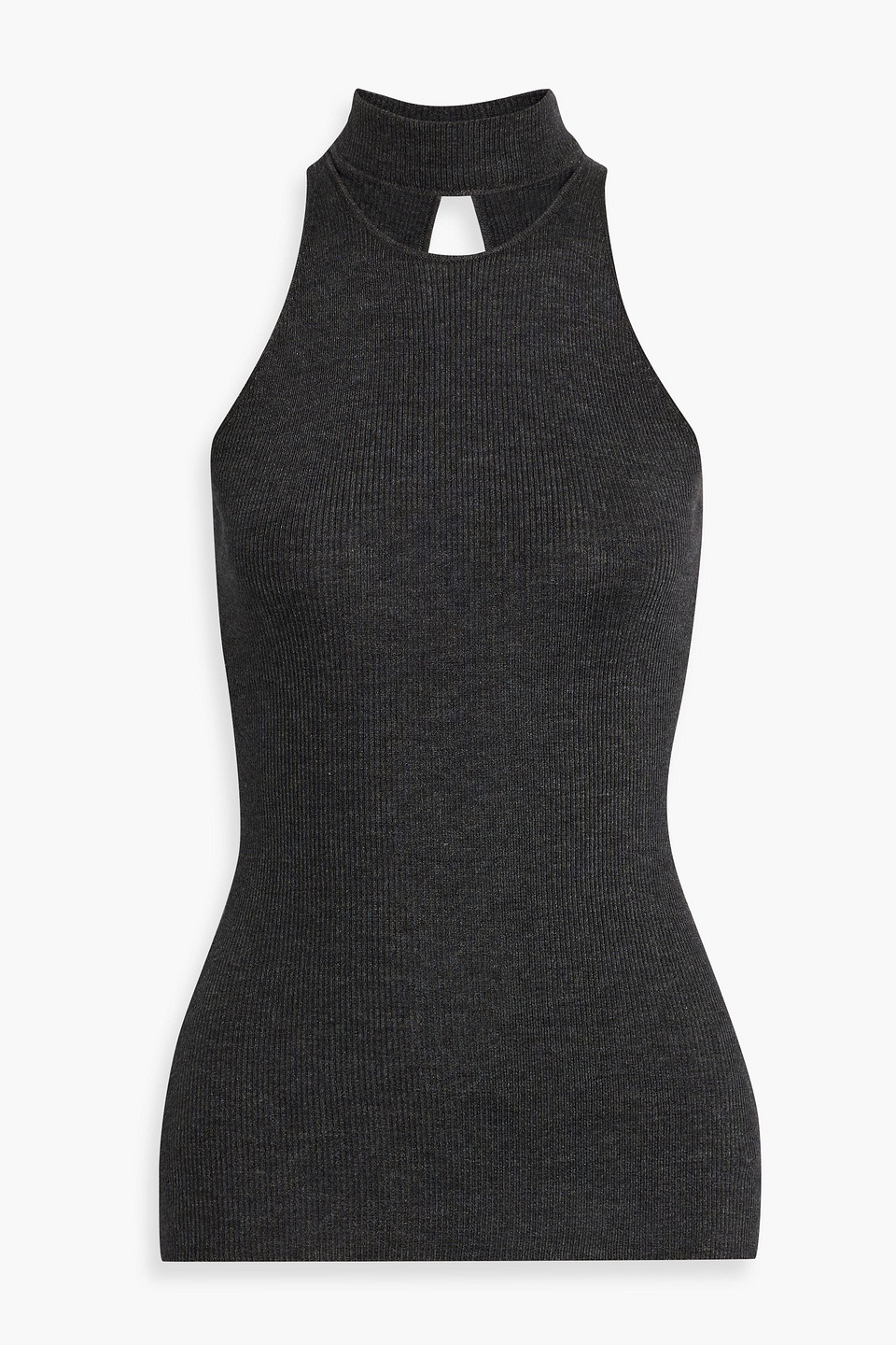 Safiyaa Chascara Cutout Ribbed Cashmere And Silk-blend Top In Gray