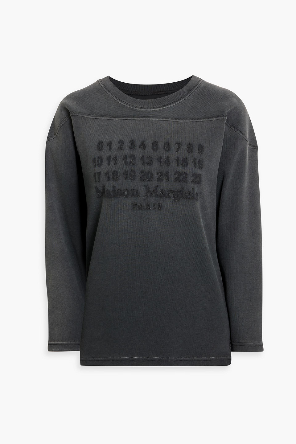 maison margiela - logo-print cotton-jersey sweatshirt - gray - s