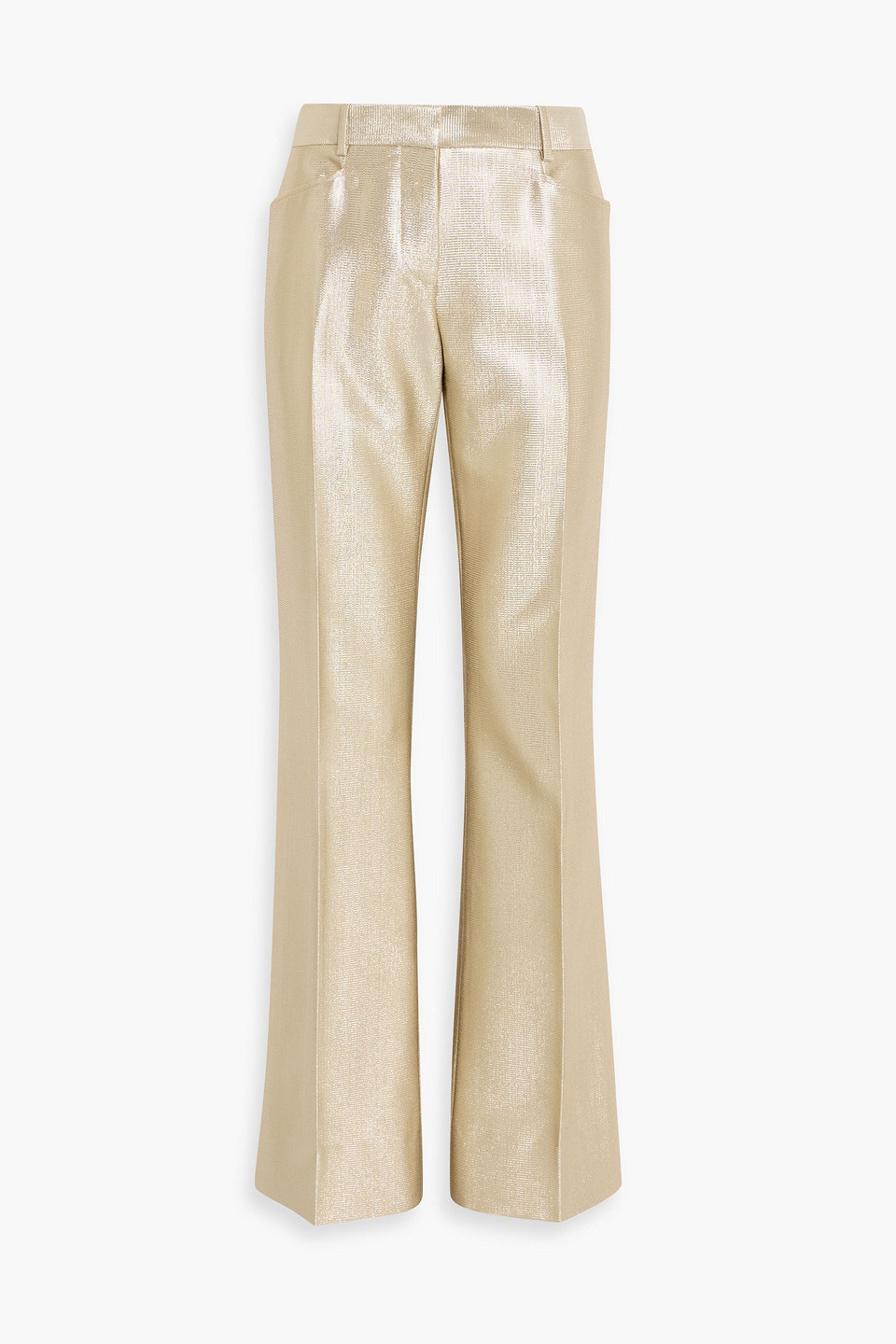 Tom Ford Wool-blend Lamé Straight-leg Pants In Silver