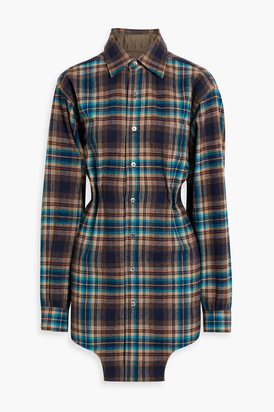 maison margiela - pendleton checked button-detailed wool-flannel shirt - brown - it 46