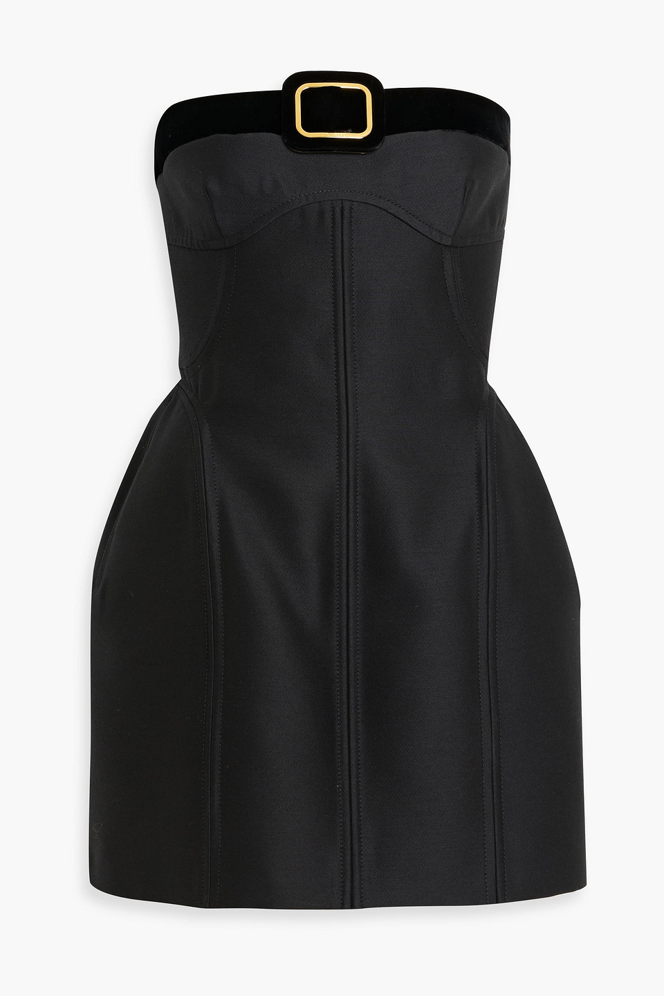 tom ford - strapless velvet-trimmed wool and silk-blend mini dress - black - it 40
