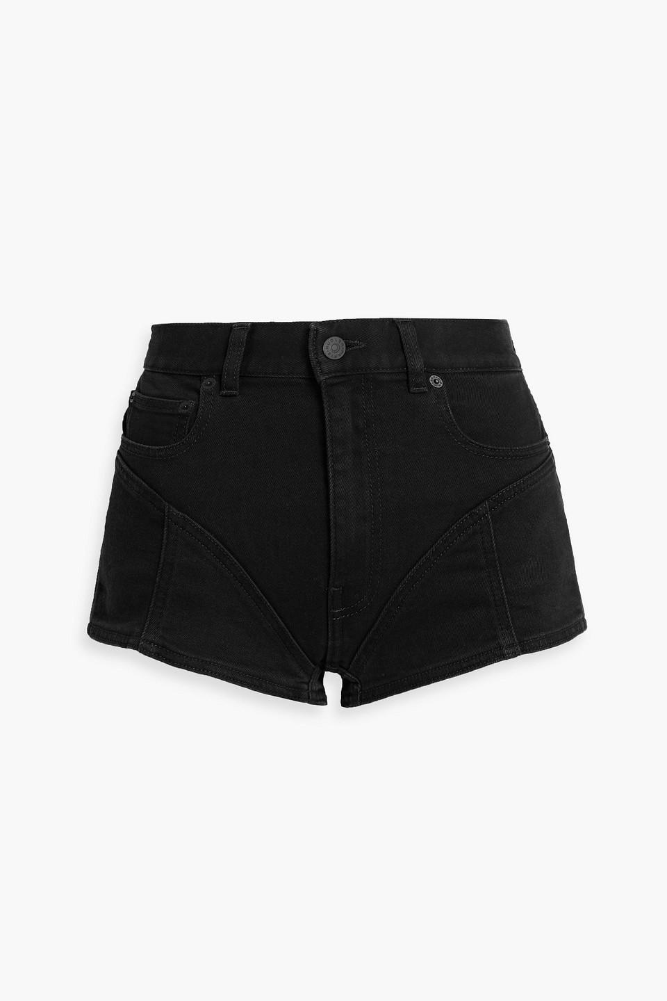 mugler - scuba-paneled denim shorts - black - fr 38