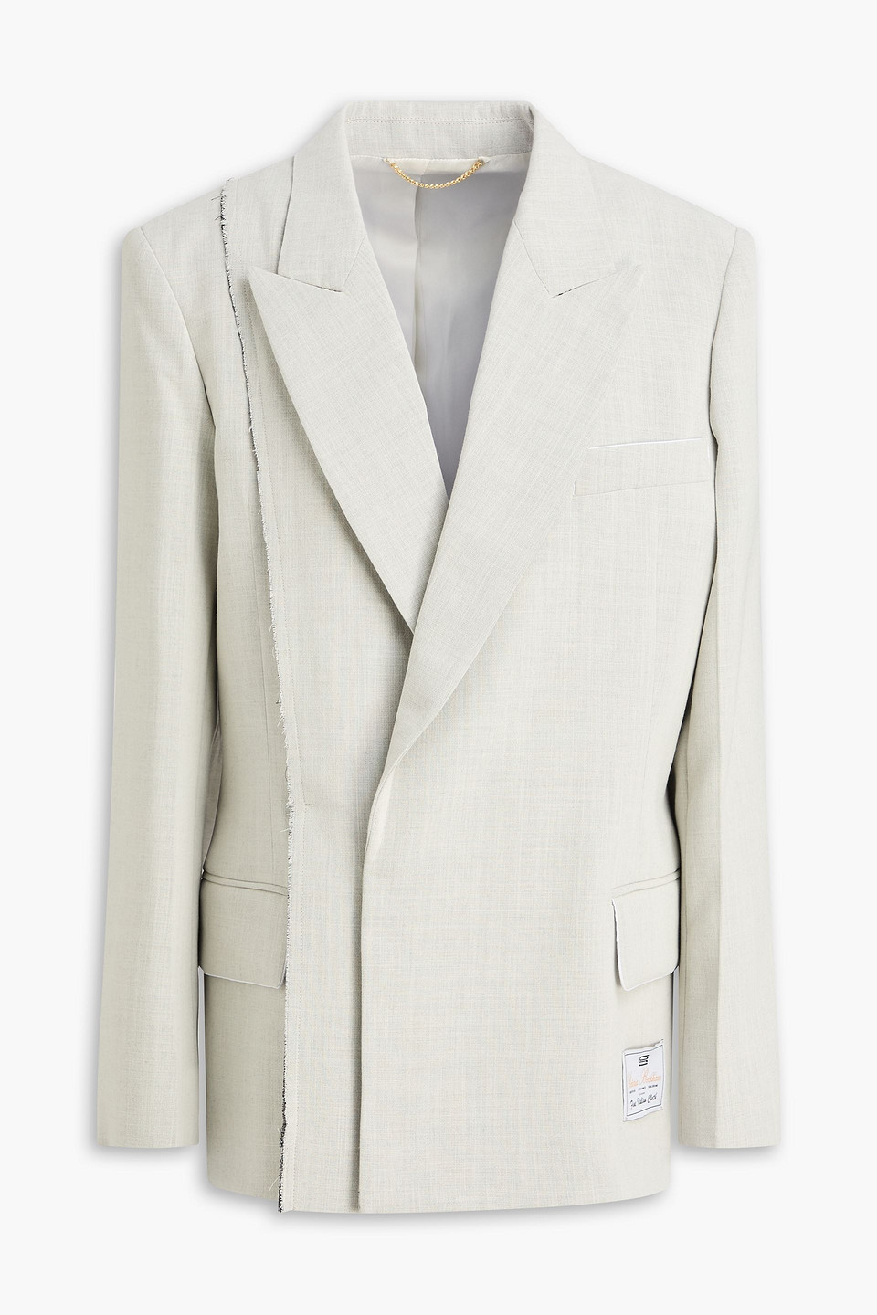 Victoria Beckham Frayed Wool-blend Blazer In Gray
