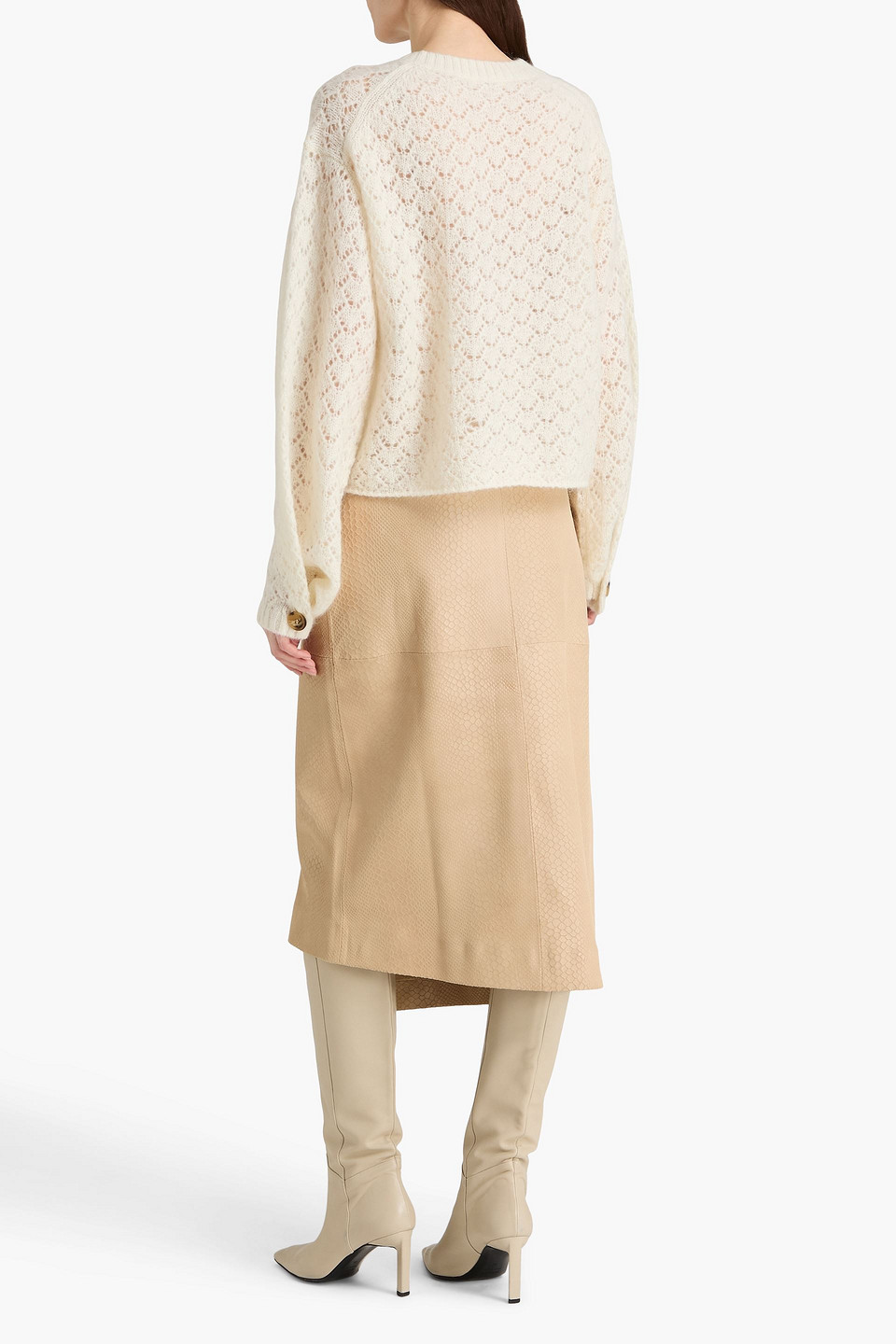  By Malene Birger - Cardigan „cierrou“ Aus Gebürstetem Pointelle-strick - Weiß - M 