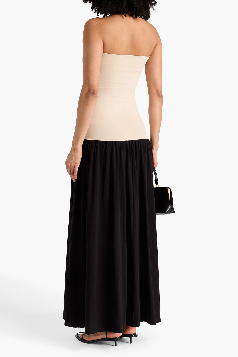  By Malene Birger - Trägerloses, Zweifarbiges Maxikleid „marciella“ Aus Jersey Aus Einer Baumwollmischung - Schwarz - L 