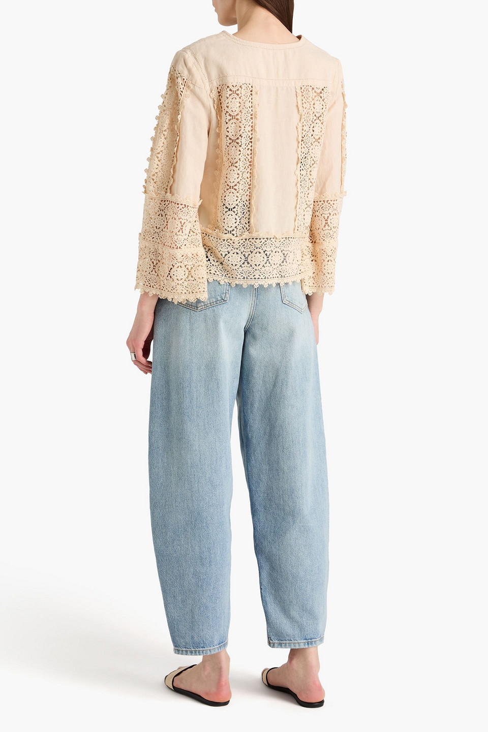  By Malene Birger - Bluse „donna“ Aus Einer Leinen-baumwollmischung Mit Einsätzen Aus Makramee-spitze - Weiß - De 32 
