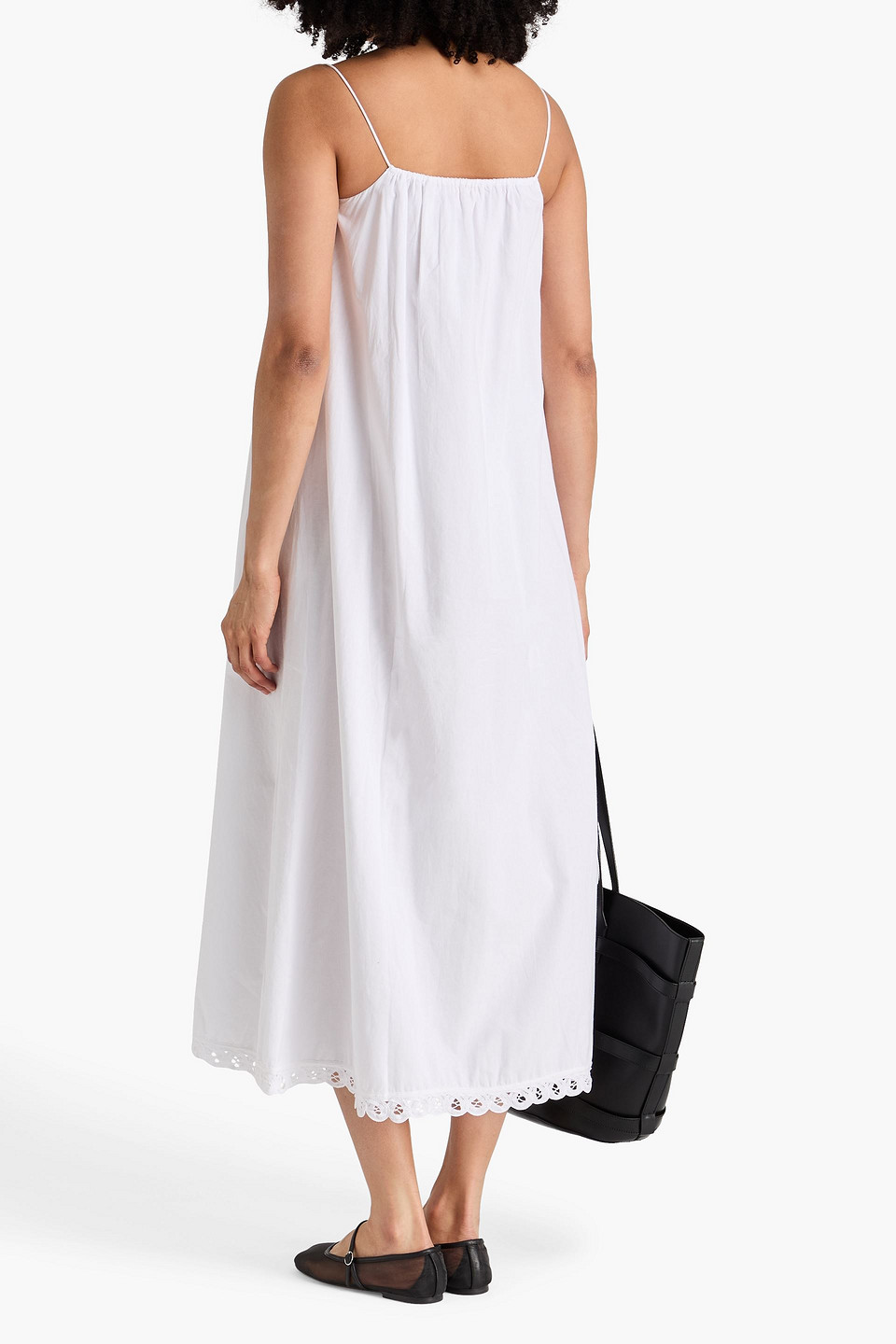  By Malene Birger - Slip Dress „elizabeth“ Aus Baumwollpopeline Mit Spitzenbesatz In Maxilänge - Weiß - De 38 