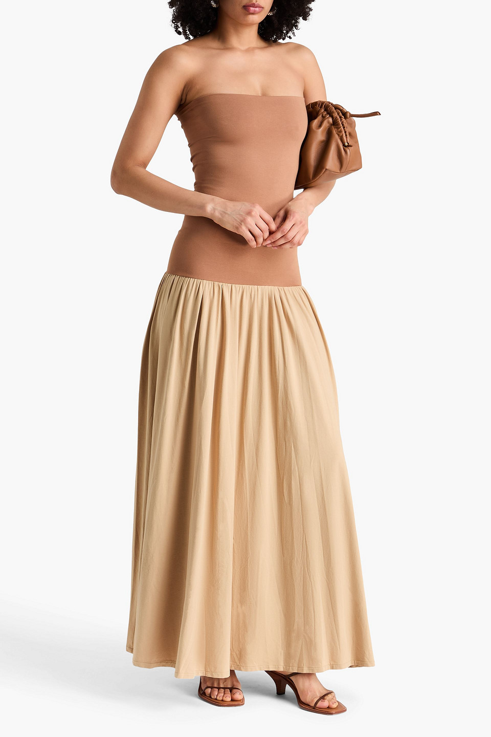  By Malene Birger - Trägerloses, Zweifarbiges Maxikleid „marciella“ Aus Jersey Aus Einer Baumwollmischung - Neutral - L 