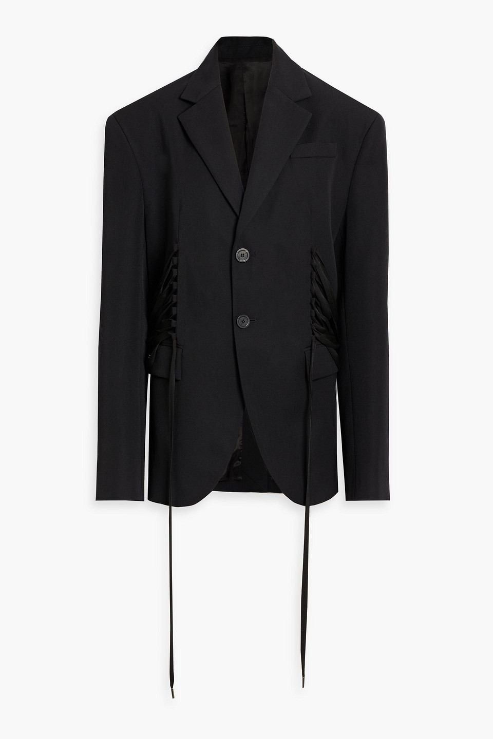 Jean Paul Gaultier Lace-up Wool-crepe Blazer In Black