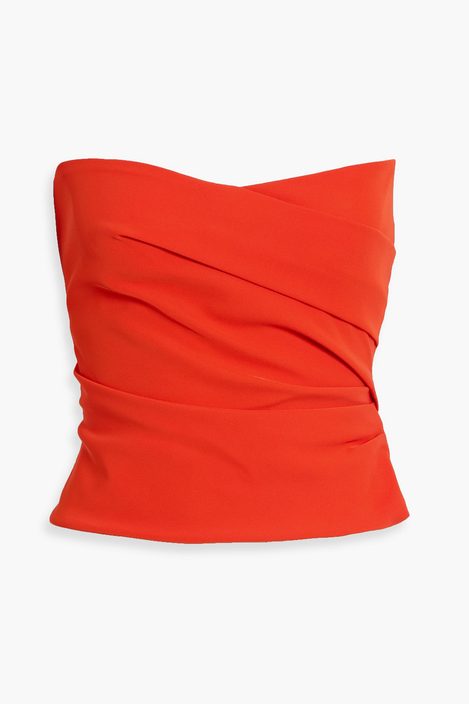 The Sei Strapless Pleated Crepe Top In Orange