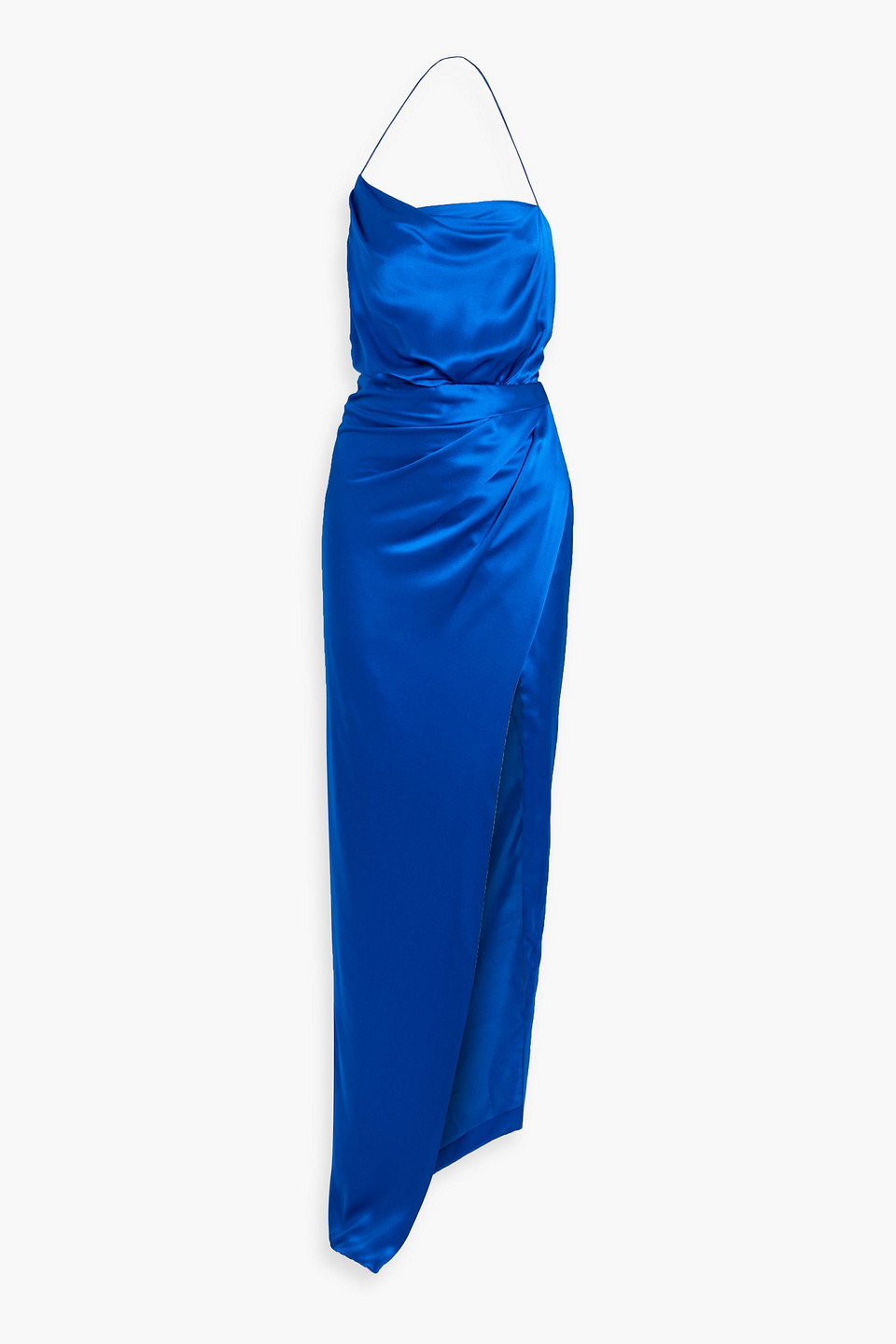 the sei - draped silk-satin halterneck gown - blue - us 0