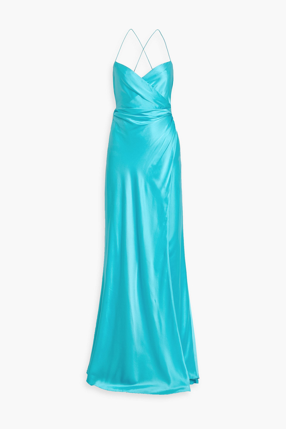The Sei Wrap-effect Silk-satin Gown In Blue