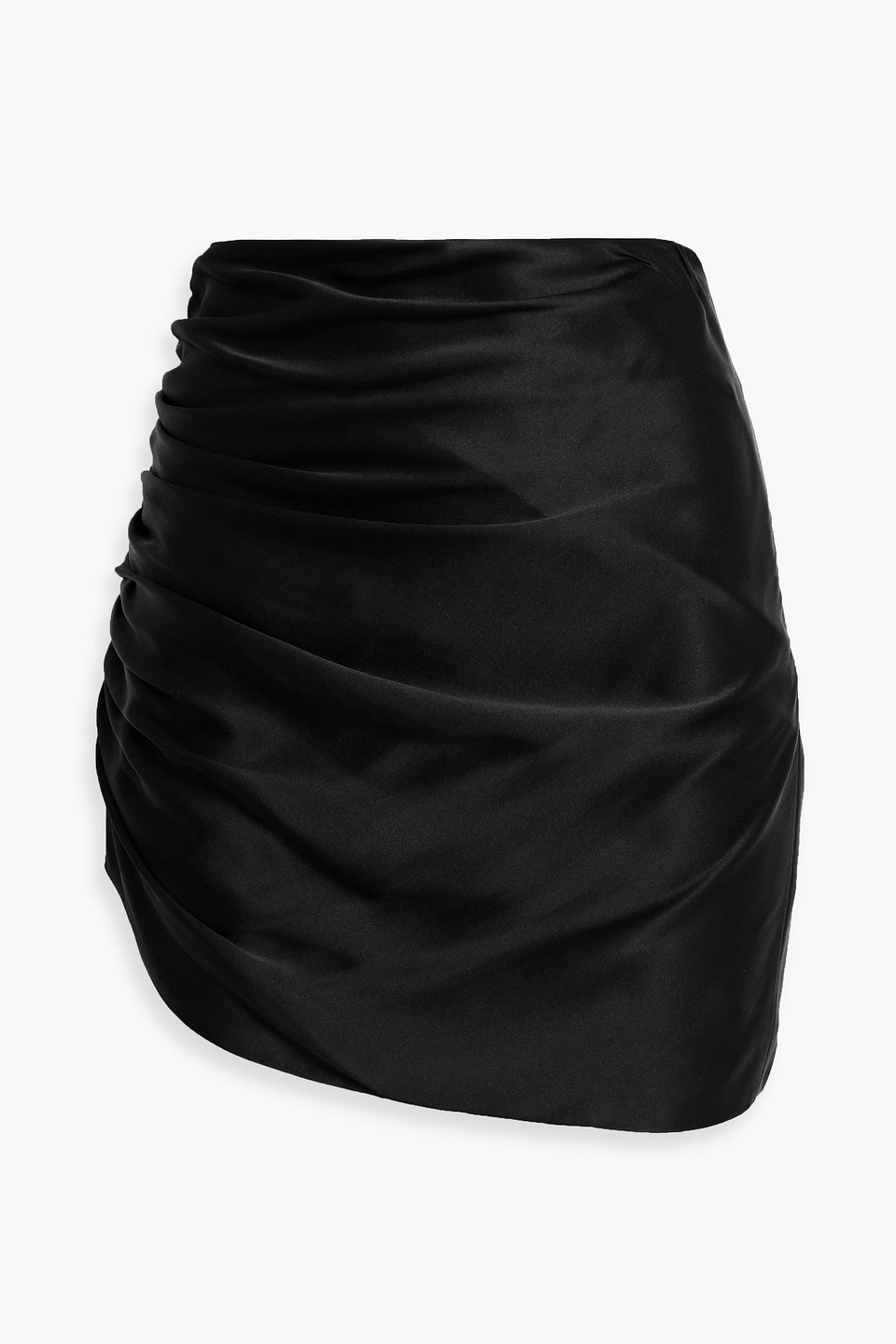 The Sei Ruched Silk-satin Mini Skirt In Black