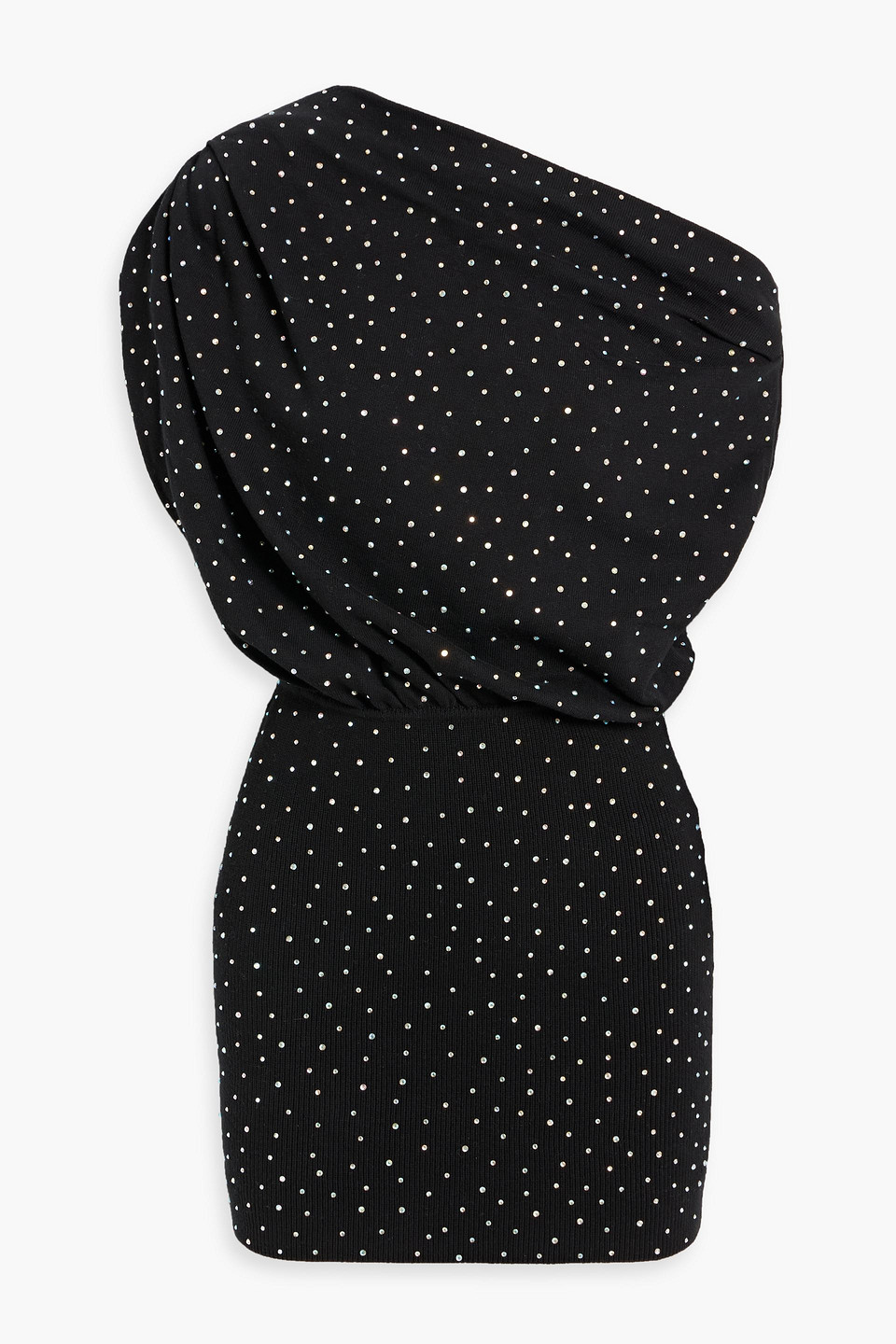 The Sei Draped Crystal-embellished Cotton Mini Dress In Black