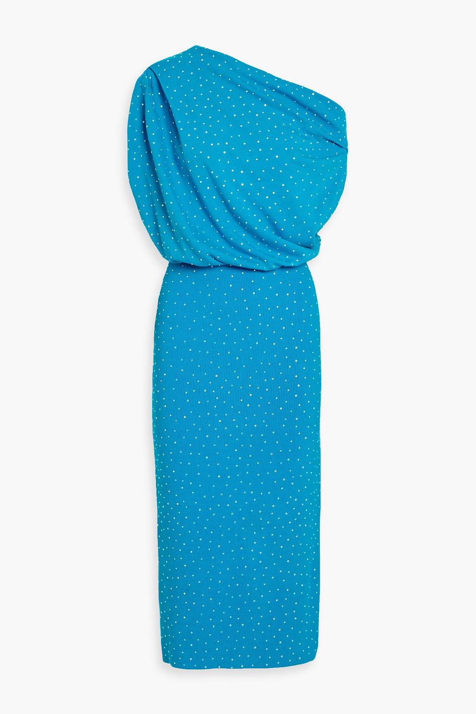 The Sei Draped Crystal-embellished Cotton Midi Dress In Blue