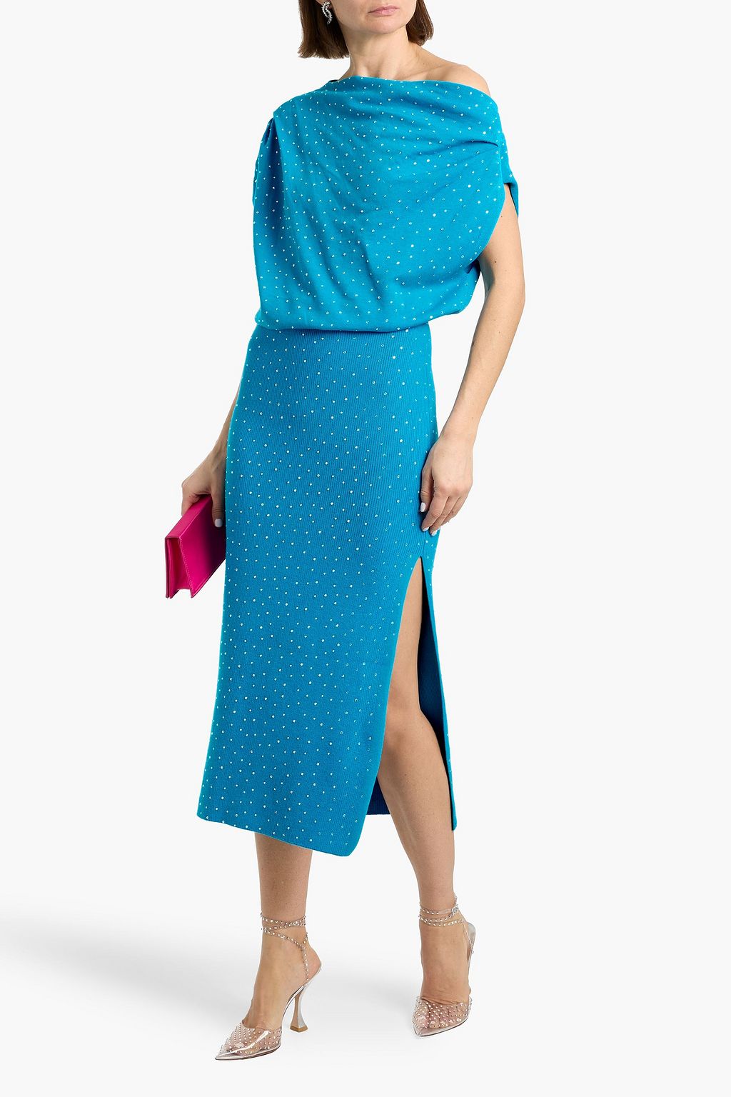 THE SEI Draped crystal-embellished cotton midi dress | THE OUTNET