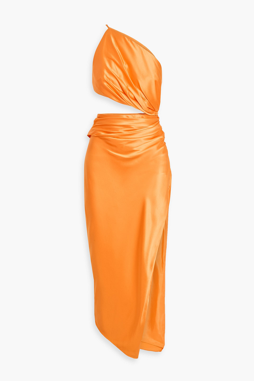 The Sei One-shoulder Cutout Silk-satin Midi Dress In Orange
