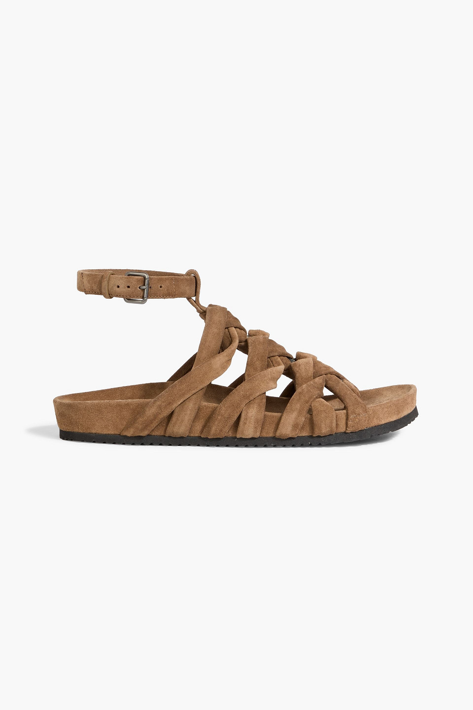 brunello cucinelli - bead-embellished suede sandals - brown - eu 38
