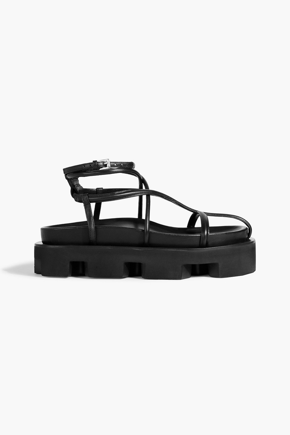 Jil Sander Leather Platform Sandals In Black