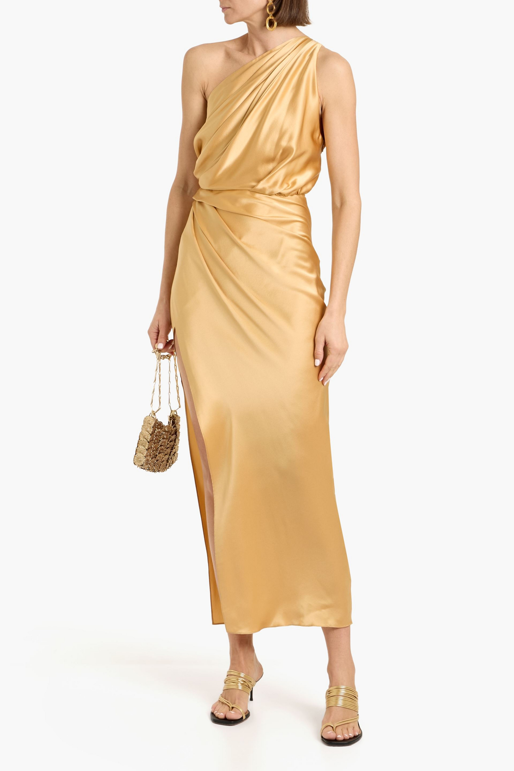 The Sei One-shoulder draped silk-satin maxi dress