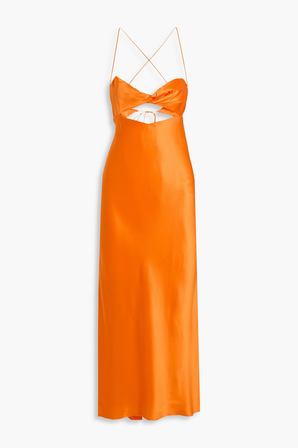 The Sei Twisted cutout silk-satin maxi dress - Women - Orange Dresses - US 10 The Sei Twisted cutout silk-satin maxi dress - Women - Orange Dresses - US 10