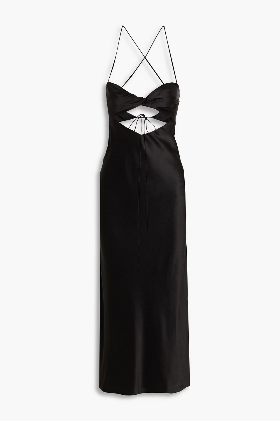 The Sei Twisted Cutout Silk-satin Maxi Dress In Black