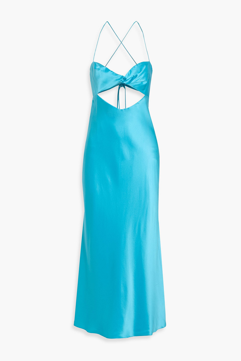 The Sei Twisted Cutout Silk-satin Maxi Dress In Blue
