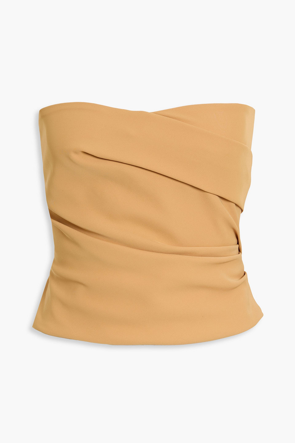 The Sei Strapless Pleated Crepe Top In Brown